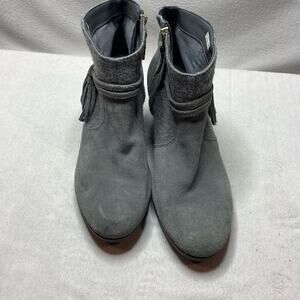 Crocs gray leather wedge booties size 10